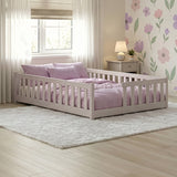 Kinderbett Bodenbett mit Rausfallschutz & Lattenrost Montessori Bett Bed Gitterbett Kinder Jugendbett Einzelbett | Verfügbare Größen: 80x160, 80x180, 90x190, 90x200, 120x200, 140x200 cm