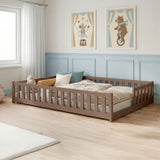 Kinderbett Bodenbett mit Rausfallschutz & Lattenrost Montessori Bett Bed Gitterbett Kinder Jugendbett Einzelbett | Verfügbare Größen: 80x160, 80x180, 90x190, 90x200, 120x200, 140x200 cm