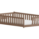 Kinderbett Bodenbett mit Rausfallschutz & Lattenrost Montessori Bett Bed Gitterbett Kinder Jugendbett Einzelbett | Verfügbare Größen: 80x160, 80x180, 90x190, 90x200, 120x200, 140x200 cm