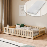 Kinderbett Bodenbett mit Rausfallschutz & Lattenrost Montessori Bett Bed Gitterbett Kinder Jugendbett Einzelbett | Verfügbare Größen: 80x160, 80x180, 90x190, 90x200, 120x200, 140x200 cm