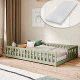 Kinderbett Bodenbett mit Rausfallschutz & Lattenrost Montessori Bett Bed Gitterbett Kinder Jugendbett Einzelbett | Verfügbare Größen: 80x160, 80x180, 90x190, 90x200, 120x200, 140x200 cm