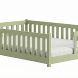 Kinderbett Bodenbett mit Rausfallschutz & Lattenrost Montessori Bett Bed Gitterbett Kinder Jugendbett Einzelbett | Verfügbare Größen: 80x160, 80x180, 90x190, 90x200, 120x200, 140x200 cm