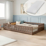 Kinderbett Bodenbett mit Rausfallschutz & Lattenrost Montessori Bett Bed Gitterbett Kinder Jugendbett Einzelbett | Verfügbare Größen: 80x160, 80x180, 90x190, 90x200, 120x200, 140x200 cm