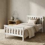 Home Collective Massivholzbett Einzelbett Doppelbett Kiefer Bettgestell mit Lattenrost & Kopfteil | 90x200 120x200 140x200 160x200 | Schlafzimmer Jugendzimmer Gästezimmer | Weiß & Natur