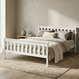 Home Collective Massivholzbett Einzelbett Doppelbett Kiefer Bettgestell mit Lattenrost & Kopfteil | 90x200 120x200 140x200 160x200 | Schlafzimmer Jugendzimmer Gästezimmer | Weiß & Natur