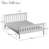 Home Collective Massivholzbett Einzelbett Doppelbett Kiefer Bettgestell mit Lattenrost & Kopfteil | 90x200 120x200 140x200 160x200 | Schlafzimmer Jugendzimmer Gästezimmer | Weiß & Natur