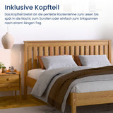 Home Collective Massivholzbett Doppelbett Bett Kiefer Naturholz Bettgestell mit Lattenrost & Kopfteil | 120x200 140x20 160x200 180x200 | Schlafzimmer Jugendzimmer Gästezimmer | Kiefer oder Eiche