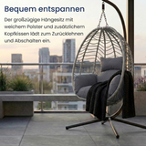 Home Collective Hängesessel Hängestuhl mit Gestell Hängeschaukel Hängekorb Schaukel Sessel Indoor & Outdoor Deko | weiche Sitzkissen inkl. | ideal für Garten, Balkon Terrasse oder Innen | schwarz