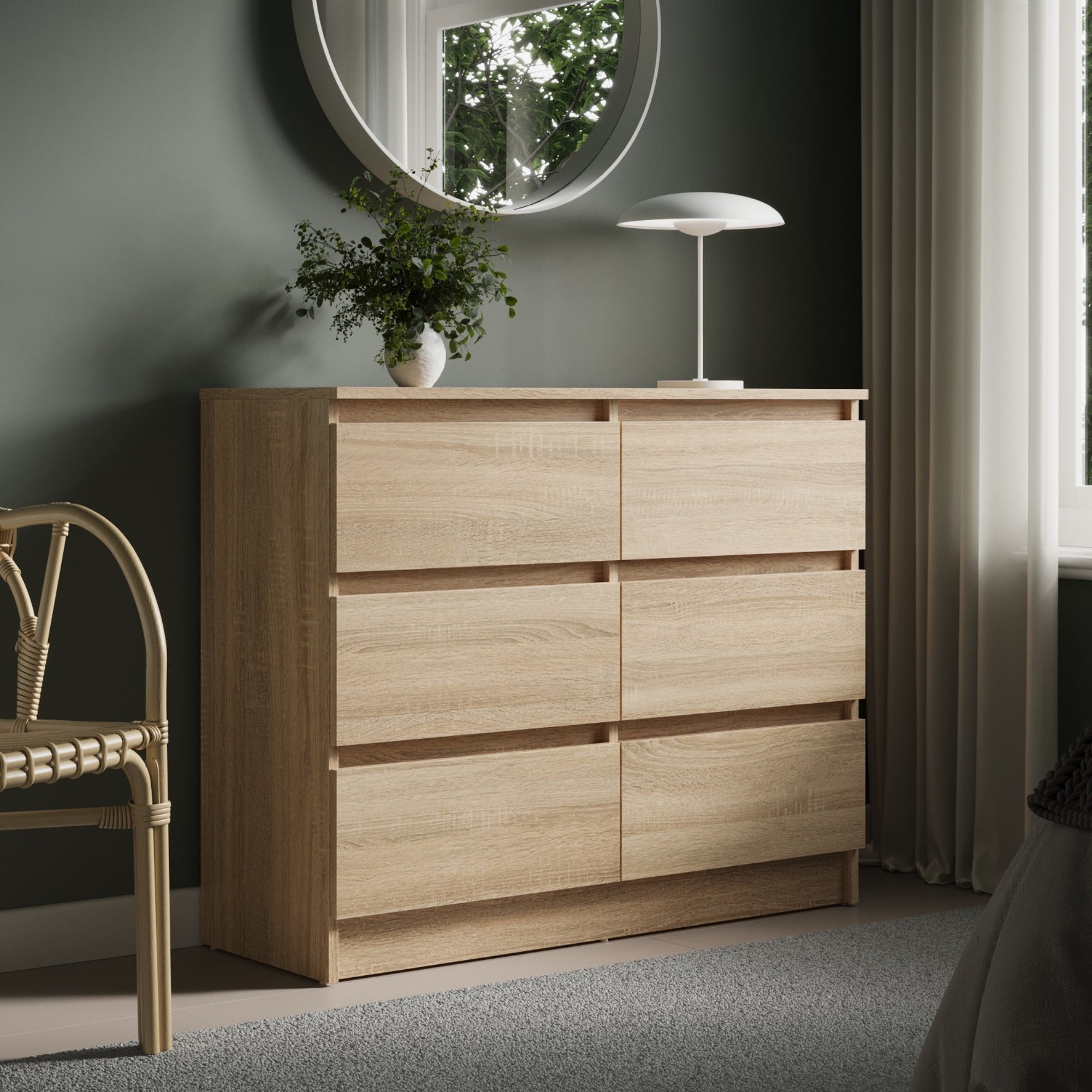 Kommode mit 6 Schubladen 95 | 120 | 140 cm breit Kommode Holz Schrank Kommode mit Schubladen Sideboard Highboard Anrichte Schlafzimmer Wohnzimmer Flur Büro Organizer