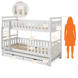 Etagenbett 90x200 Kinderbett Jugendbett Hochbett Stockbett für 3 Kinder zwei Schubladen Rausfallschutz Kinder Bett umbaubar in 3 Einzelbetten von 4. bis 16. Lebensjahr inkl. Lattenrosten weiß