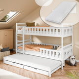 Etagenbett 90x200 Kinderbett Jugendbett Hochbett Stockbett für 3 Kinder zwei Schubladen Rausfallschutz Kinder Bett umbaubar in 3 Einzelbetten von 4. bis 16. Lebensjahr inkl. Lattenrosten weiß