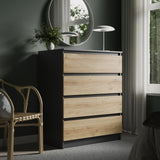 Commode avec 4 tiroirs 80x100 cm commode blanche étroite armoire en bois commode buffet buffet haut chambre salon couloir bureau organisateur largeur 80 cm hauteur 100 cm