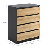 Commode avec 4 tiroirs 80x100 cm commode blanche étroite armoire en bois commode buffet buffet haut chambre salon couloir bureau organisateur largeur 80 cm hauteur 100 cm
