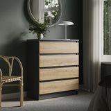 Commode avec 4 tiroirs 80x100 cm commode blanche étroite armoire en bois commode buffet buffet haut chambre salon couloir bureau organisateur largeur 80 cm hauteur 100 cm