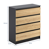 Commode avec 4 tiroirs 80x100 cm commode blanche étroite armoire en bois commode buffet buffet haut chambre salon couloir bureau organisateur largeur 80 cm hauteur 100 cm