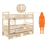 Etagenbett 90x200 Kinderbett Jugendbett Hochbett Stockbett für 3 Kinder zwei Schubladen Rausfallschutz Kinder Bett umbaubar in 3 Einzelbetten von 4. bis 16. Lebensjahr inkl. Lattenrosten weiß