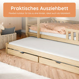 Etagenbett 90x200 Kinderbett Jugendbett Hochbett Stockbett für 3 Kinder zwei Schubladen Rausfallschutz Kinder Bett umbaubar in 3 Einzelbetten von 4. bis 16. Lebensjahr inkl. Lattenrosten weiß