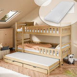 Etagenbett 90x200 Kinderbett Jugendbett Hochbett Stockbett für 3 Kinder zwei Schubladen Rausfallschutz Kinder Bett umbaubar in 3 Einzelbetten von 4. bis 16. Lebensjahr inkl. Lattenrosten weiß