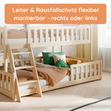 Etagenbett 90x200 / 120x200 Kinderbett Jugendbett Stockbett Hochbett mit Leiter, Rausfallschutz & Lattenrosten,  Kinder Bett von 4. bis 16. Lebensjahr Weiß