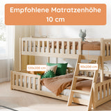 Etagenbett 90x200 / 120x200 Kinderbett Jugendbett Stockbett Hochbett mit Leiter, Rausfallschutz & Lattenrosten,  Kinder Bett von 4. bis 16. Lebensjahr Weiß