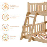 Etagenbett 90x200 / 120x200 Kinderbett Jugendbett Stockbett Hochbett mit Leiter, Rausfallschutz & Lattenrosten,  Kinder Bett von 4. bis 16. Lebensjahr Weiß