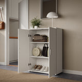 Home Collective Mehrzweckschrank Sideboard Kommode weiß mit 2 Türen und 2 Einlegeböden, MDF Weiß, verchromte Griffe | Made in Germany | 75 x 104 x 35 cm