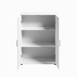 Home Collective Mehrzweckschrank Sideboard Kommode weiß mit 2 Türen und 2 Einlegeböden, MDF Weiß, verchromte Griffe | Made in Germany | 75 x 104 x 35 cm