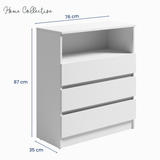 Home Collective Kommode Sideboard Schubladenkommode | viel Stauraum mit 3 Schubladen & 1 offenem Fach Schubladenschrank | modern Schlafzimmer Wohnzimmer Flur Büro Möbel Organizer | 76x87x35 cm | weiß