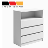 Home Collective Kommode Sideboard Schubladenkommode | viel Stauraum mit 3 Schubladen & 1 offenem Fach Schubladenschrank | modern Schlafzimmer Wohnzimmer Flur Büro Möbel Organizer | 76x87x35 cm | weiß