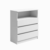 Home Collective Kommode Sideboard Schubladenkommode | viel Stauraum mit 3 Schubladen & 1 offenem Fach Schubladenschrank | modern Schlafzimmer Wohnzimmer Flur Büro Möbel Organizer | 76x87x35 cm | weiß