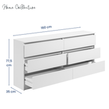 Commode 6 tiroirs 100 | 120 | 140 cm de large 78 hauteur commode armoire en bois blanc commode buffet buffet haut buffet chambre salon couloir organisateur de bureau
