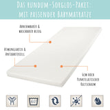 Kids Collective Babybett Kinderbett Gitterbett 60x120 und 70x140 cm höhenverstellbarer Lattenrost & herausnehmbare Sprossen stabiles Buchenholz | ab Geburt bis zum 3. Lebensjahr made in EU