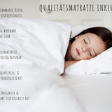 Kinderbett Bodenbett 90x200 I 120x200 | 140x200 cm mit Rausfallschutz & Lattenrost Montessori Bett Bed Gitterbett Kinder Jugendbett Einzelbett optional mit Matratze | weiß