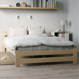 Lit en bois avec sommier à lattes, lit moderne, cadre de lit en pin massif, lit simple, lit en bois massif, classique Confortable et durable | Maison de campagne bohème scandinave