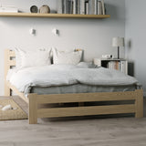 Lit en bois avec sommier à lattes, lit moderne, cadre de lit en pin massif, lit simple, lit en bois massif, classique Confortable et durable | Maison de campagne bohème scandinave