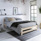 Lit en bois avec sommier à lattes, lit moderne, cadre de lit en pin massif, lit simple, lit en bois massif, classique Confortable et durable | Maison de campagne bohème scandinave