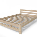Lit en bois avec sommier à lattes, lit moderne, cadre de lit en pin massif, lit simple, lit en bois massif, classique Confortable et durable | Maison de campagne bohème scandinave