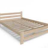 Lit en bois avec sommier à lattes, lit moderne, cadre de lit en pin massif, lit simple, lit en bois massif, classique Confortable et durable | Maison de campagne bohème scandinave