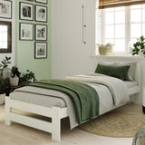 Lit en bois avec sommier à lattes, lit moderne, cadre de lit en pin massif, lit simple, lit en bois massif, classique Confortable et durable | Maison de campagne bohème scandinave