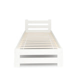 Lit en bois avec sommier à lattes, lit moderne, cadre de lit en pin massif, lit simple, lit en bois massif, classique Confortable et durable | Maison de campagne bohème scandinave