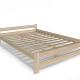 Lit en bois avec sommier à lattes, lit moderne, cadre de lit en pin massif, lit simple, lit en bois massif, classique Confortable et durable | Maison de campagne bohème scandinave