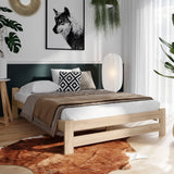 Lit en bois avec sommier à lattes, lit moderne, cadre de lit en pin massif, lit simple, lit en bois massif, classique Confortable et durable | Maison de campagne bohème scandinave