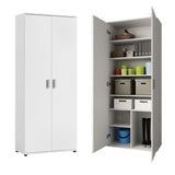 Mehrzweckschrank 75 cm breit mit Türen & Einlegeböden | Vielseitiger Haushaltsschrank für Vorräte, Putzmittel, Akten | Universalschrank für Haushalt, Flur, Büro, Keller | 75x35x184 cm (BxTxH) | Weiß