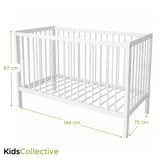 Kids Collective Babybett Kinderbett Beistellbett | Modulares Gitterbett Lattenrost 3-fach höhenverstellbar & abnehmbare Sprossen | Baby Bett Holz Kinderzimmer | 60x120 & 70x140 cm