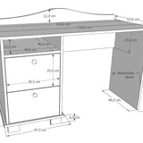Bureau, bureau pour enfants avec hauteur de travail de 74 cm et deux tiroirs et compartiment de rangement en blanc, rose ou bleu Fabriqué en Europe