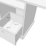 Bureau, bureau pour enfants avec hauteur de travail de 74 cm et deux tiroirs et compartiment de rangement en blanc, rose ou bleu Fabriqué en Europe