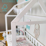 Lit cabane lit enfant lit enfant 90x200 cm avec matelas (en option) avec protection antichute et sommier à lattes blanc 200 x 90 pour filles et garçons