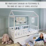 Lit cabane lit enfant lit enfant 90x200 cm avec matelas (en option) avec protection antichute et sommier à lattes blanc 200 x 90 pour filles et garçons