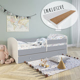 Kids Collective Kinderbett 70x140 / 80x160 Komplett Set inkl. Matratze, Lattenrost, Schublade & Rausfallschutz | Einzelbett für Kinder von 2 – 10 Jahren | weiß mit wählbarem Motiv