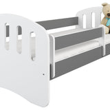 Lit enfant 80x160 | 80x180 cm avec matelas, tiroir (en option), protection antichute &amp; sommier à lattes en lit garçon fille blanc, rose, gris ou naturel